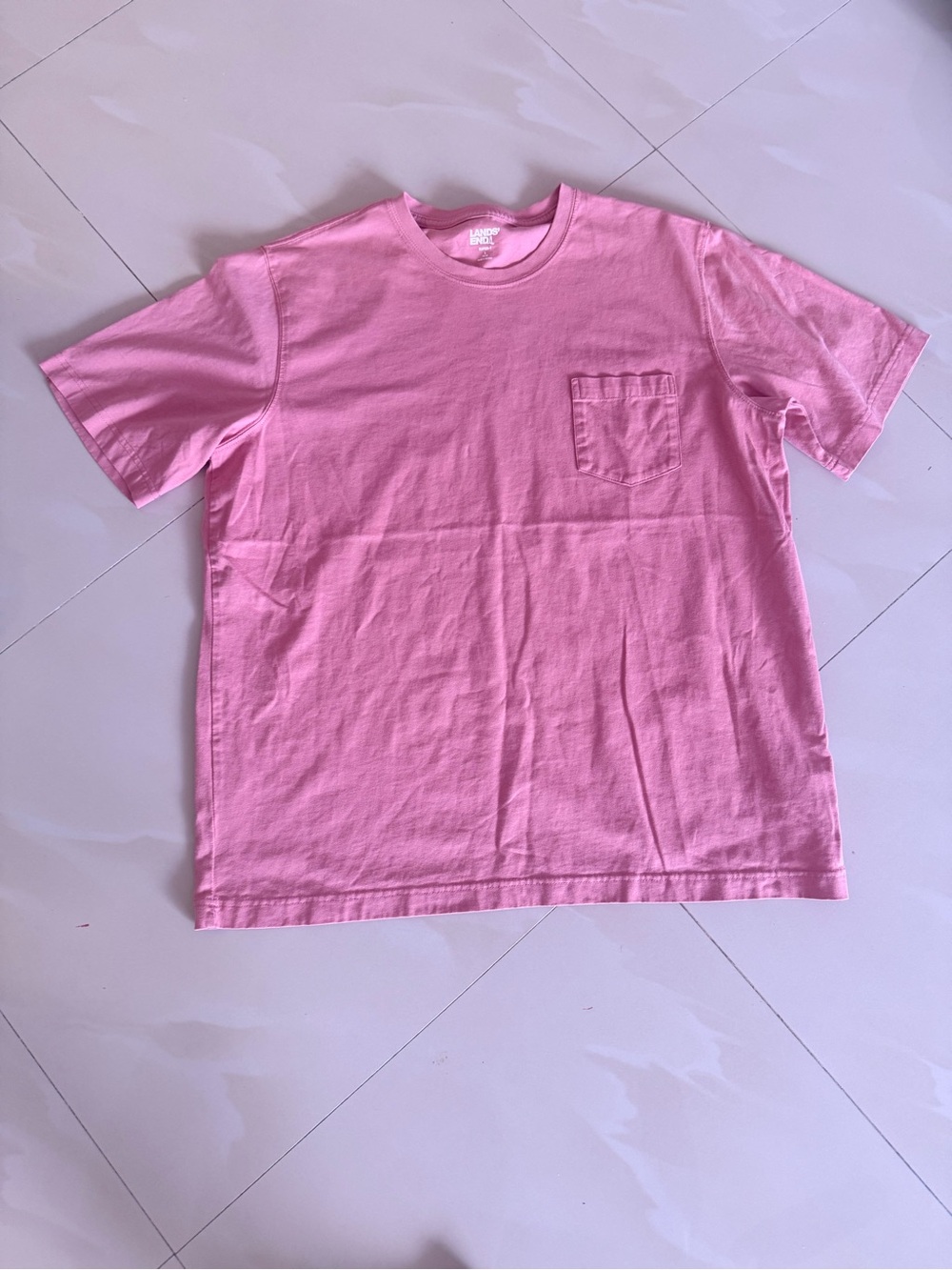Lands' End Pink Pocket Tee pink size L